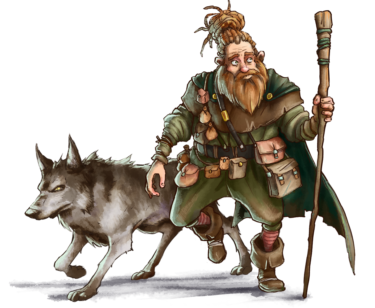 un forestier et son loup de compagnie