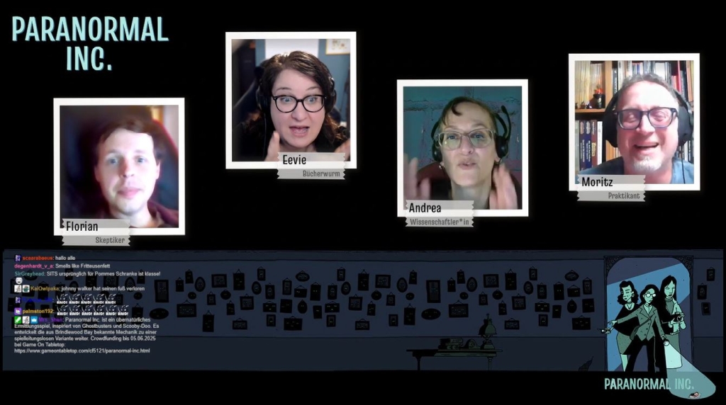 Screenshot mit Eevie, Moritz, Florian und Andrea