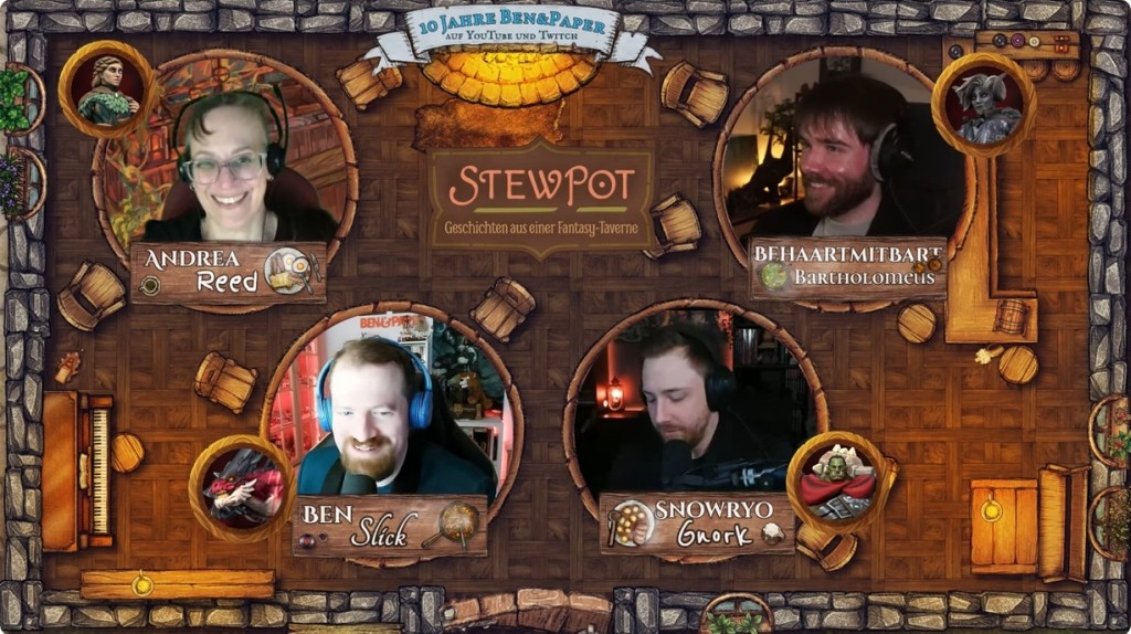 Screenshot aus der Stewpot Spielrunde bei Ben & Paper