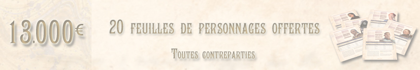 20 feuilles de personnages offertes