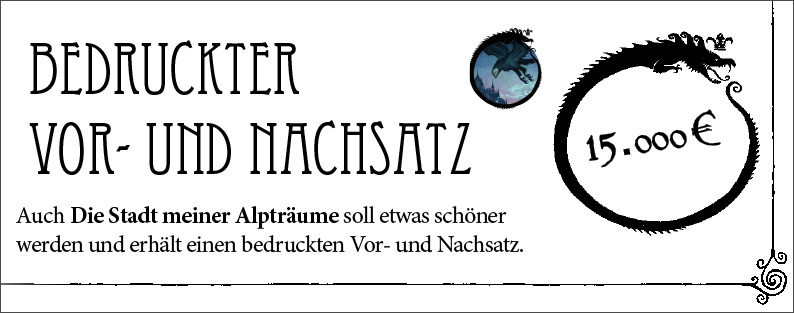 Bedruckter Vor- & Nachsatz für Die Stadt meiner Alpträume