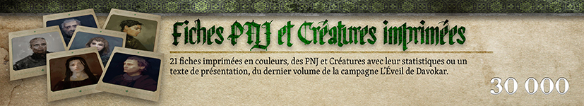 Fiches PNJ et Créatures imprimées