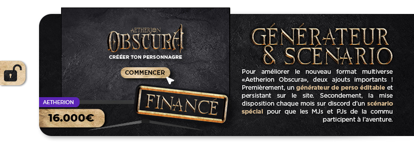 Générateur de personnages et Scénario du Mois