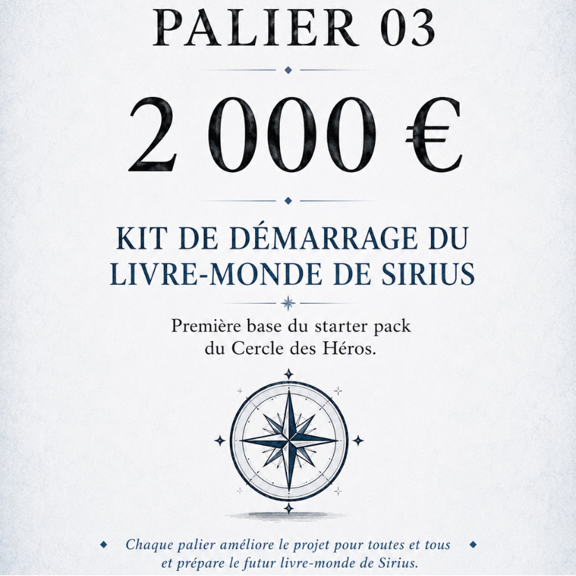 Palier  1D8 : Tous les gains du palier précédent & on démarre la création d'un nouvel ouvrage : le kit de démarage du Monde de Sirius