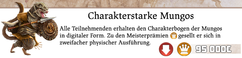 Zwei Charakterbögen im Design der Mungos