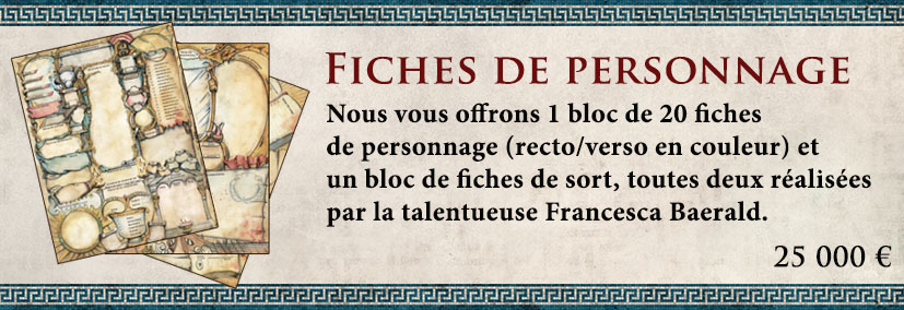 Blocs de fiches de personnage