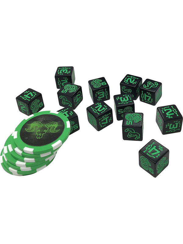 Dice & Edge Tokens / Dés et jetons (verts)