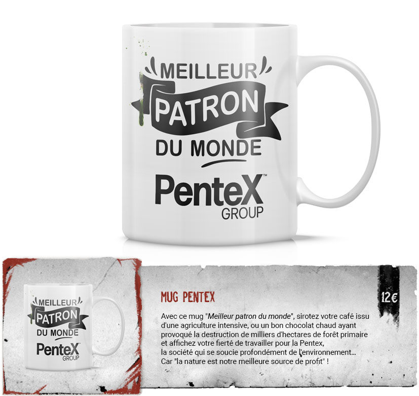 Un exemple de produit de la souscription d'Arkhane Asylum Publishing : le mug pentex