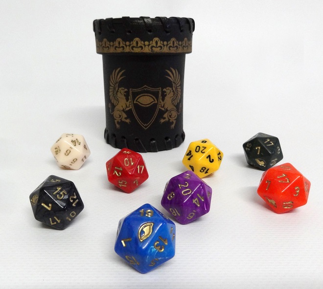 The Dark Eye - Dice cup and 8 D20