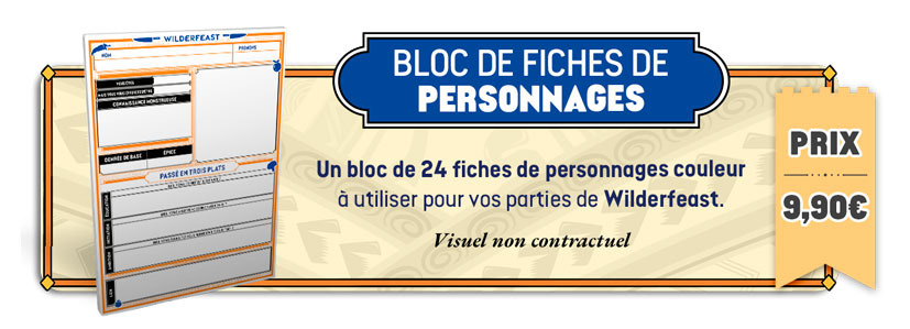 Wilderfeast - Bloc de fiches de personnage