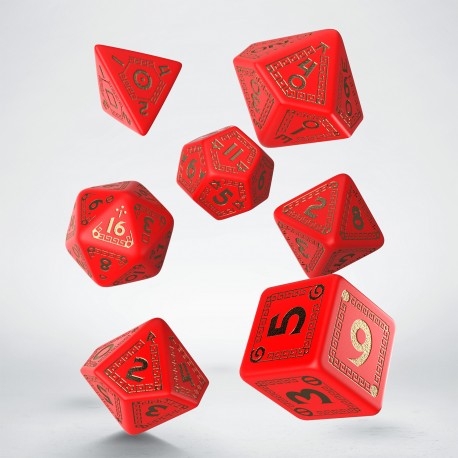 RuneQuest-Würfelset Feuerrot/Gold