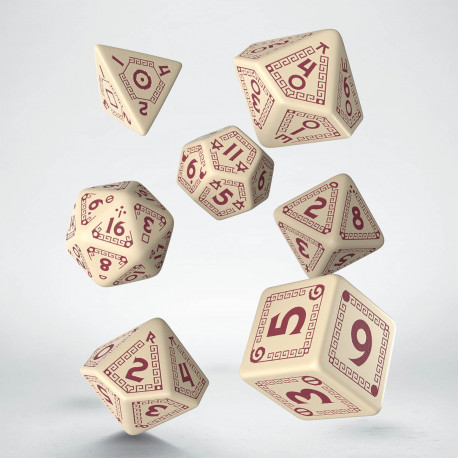 RuneQuest-Würfelset Beige/Burgunderrot