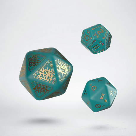 RuneQuest-Sonderwürfelset Türkis/Gold