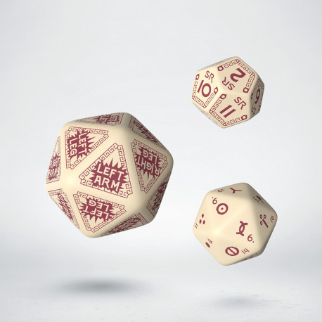 RuneQuest-Sonderwürfelset Beige/Burgunderrot