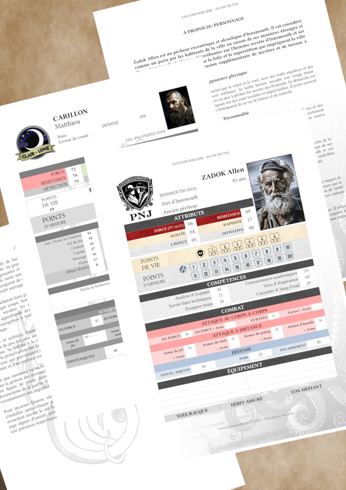 Feuille de PNJ personnalisé (sans IA)