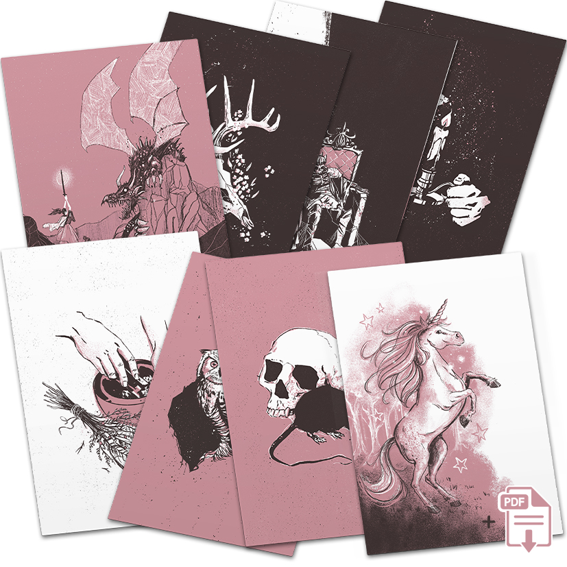 PERILS & PRINCESSES - 8 Tirages d'Art/Feuilles de Princesses prétirées