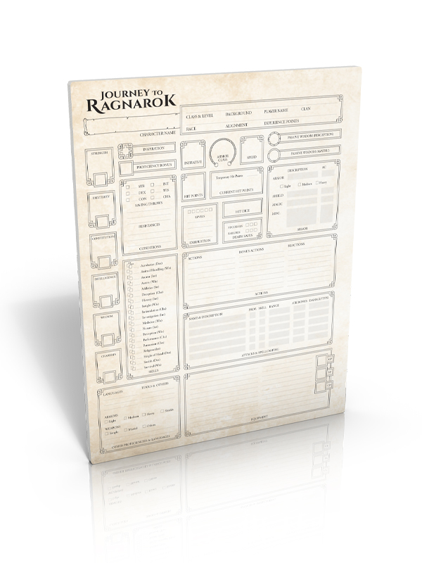 Bloc de feuilles de personnage