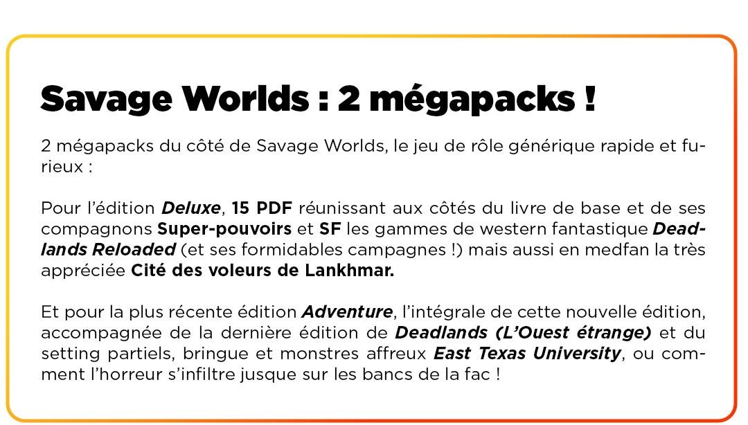 Savage Worlds : 2 megapacks